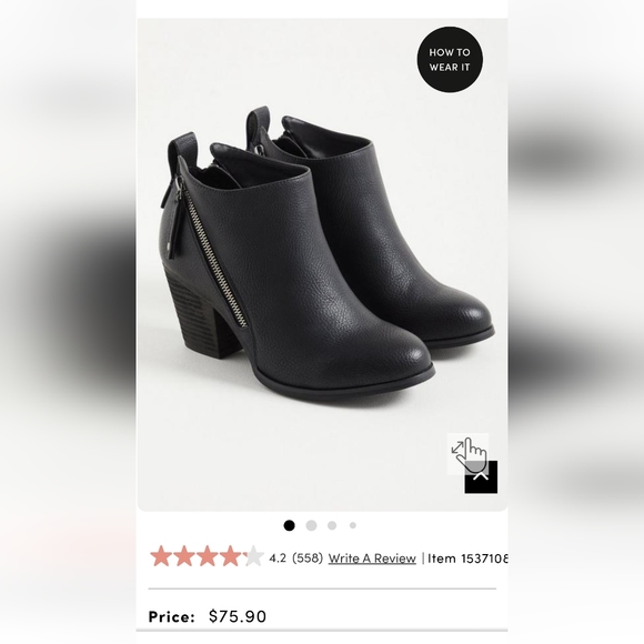 Torrid Side Zip Heel Bootie Size 10WW - Picture 10 of 11